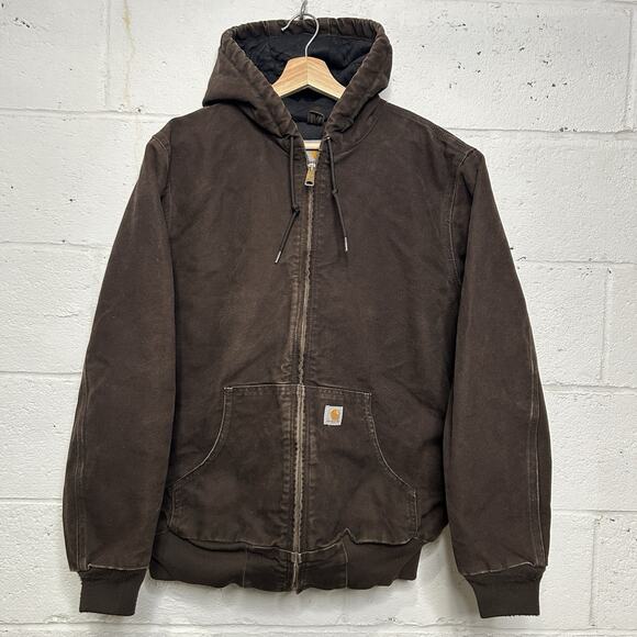 Y2K Carhartt Quilted Hooded Active Jacket “Dark Brown” WJ130 - Picture 1 of 9